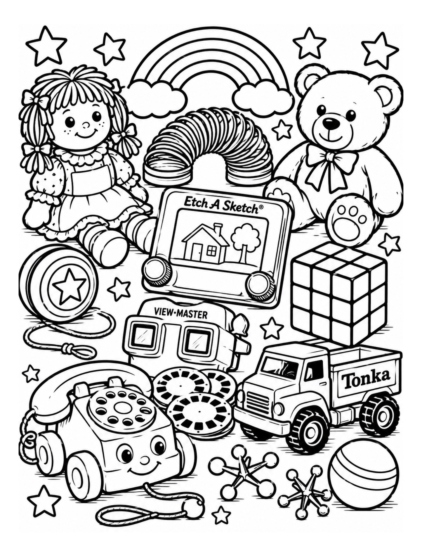 1970s Nostalgic Adult Coloring Book